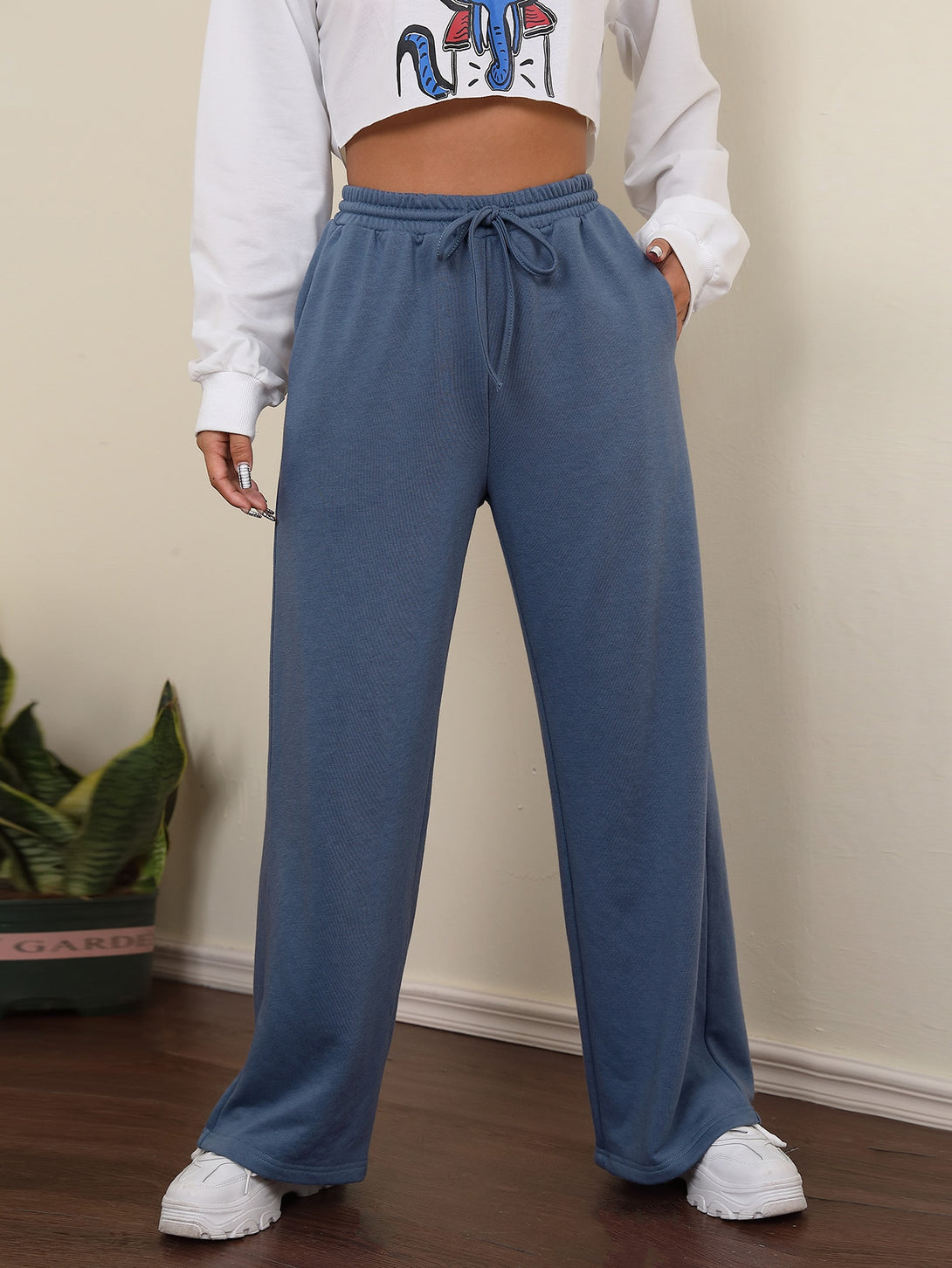 Ropa de Mujer, Ropa de Mujer, Bottoms de Mujer, Pantalones de Deporte para Mujer, Colección de trajes de mujer, Neblina azul