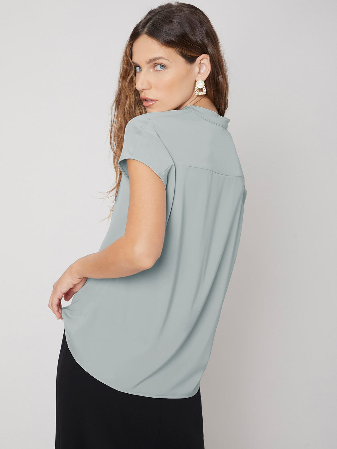 Ropa de Mujer, Ropa de Mujer, Tops & Blusas & Camisetas de Mujer, Blusas de Mujer, Colección de trajes de mujer, Neblina azul