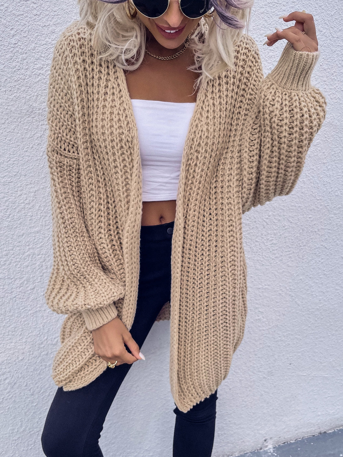 Ropa de Mujer, Tejido de Punto de Mujer, Cárdigans de Mujer, 3163785, Caqui