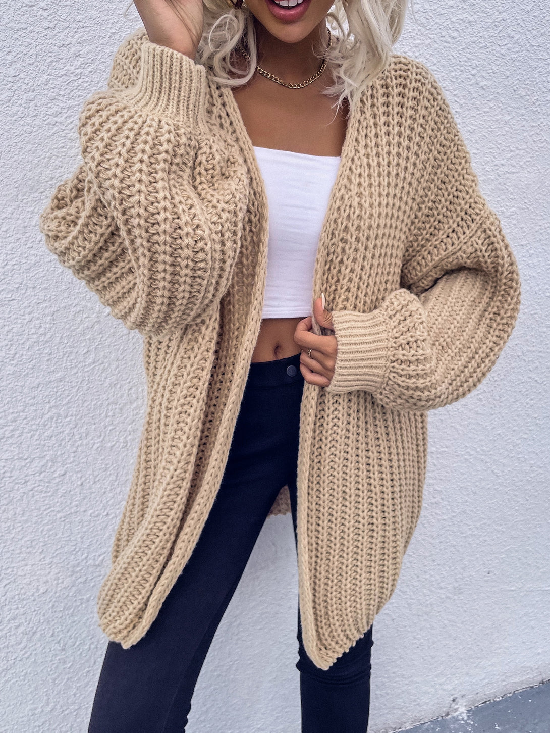 Ropa de Mujer, Tejido de Punto de Mujer, Cárdigans de Mujer, 3163785, Caqui