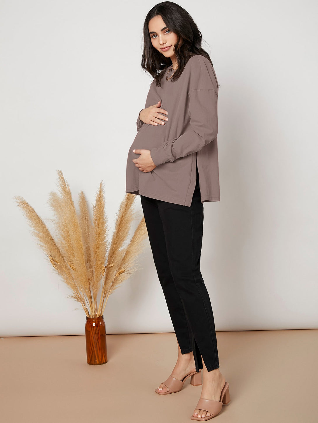 Ropa de Mujer, Ropa Premamá, Tops Premamá, Camisetas premamá, 4326876, Marrón Mocha