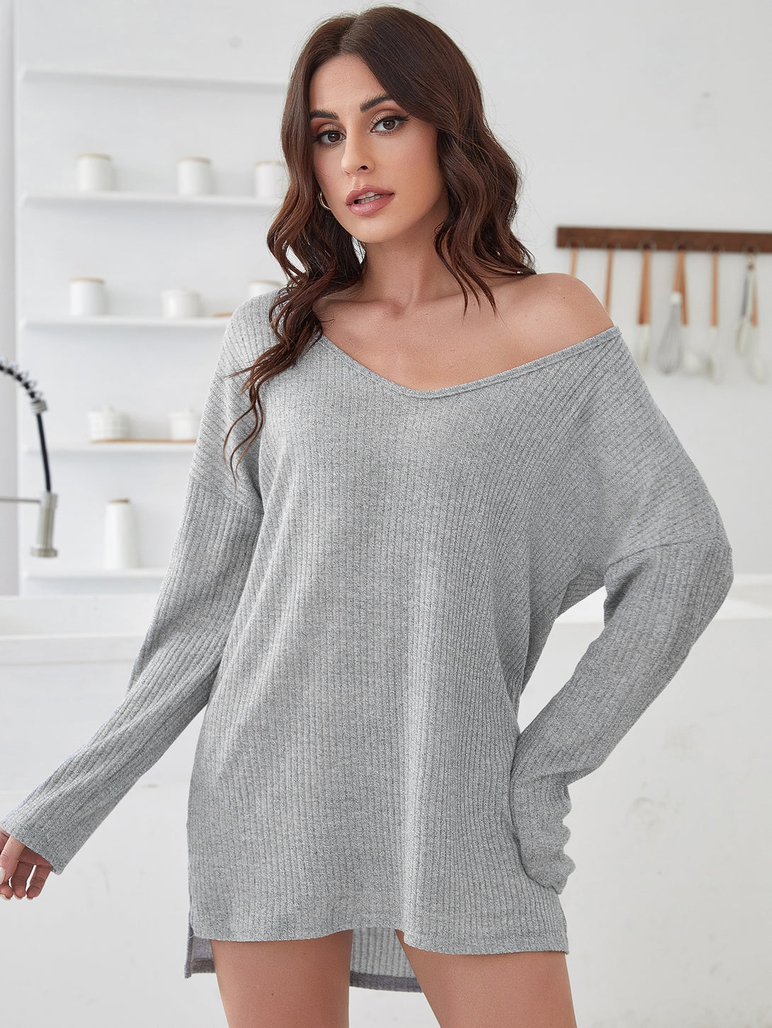 Ropa Interior y Ropa de Dormir, Pijama & Ropa de Descanso de Mujer, Ropa de Dormir para Mujeres, Tops de descanso para Mujer, 4005796, Gris Claro