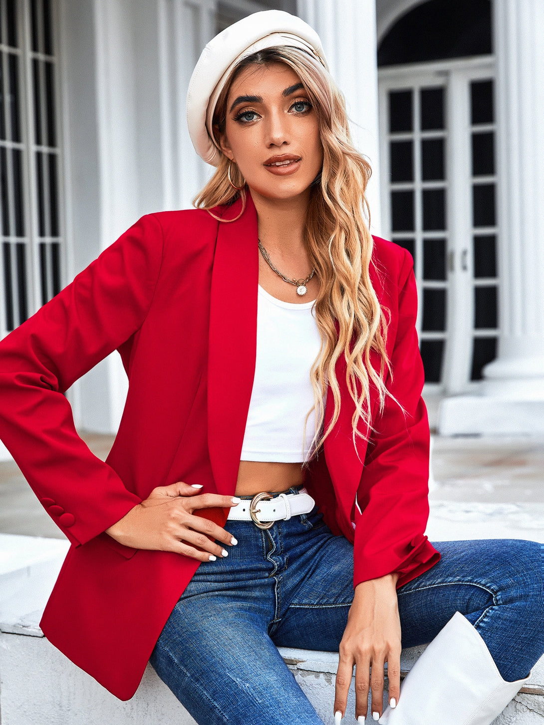 Ropa de Mujer, Trajes de Mujer, Blazers de Mujer, 6451607, Rojo