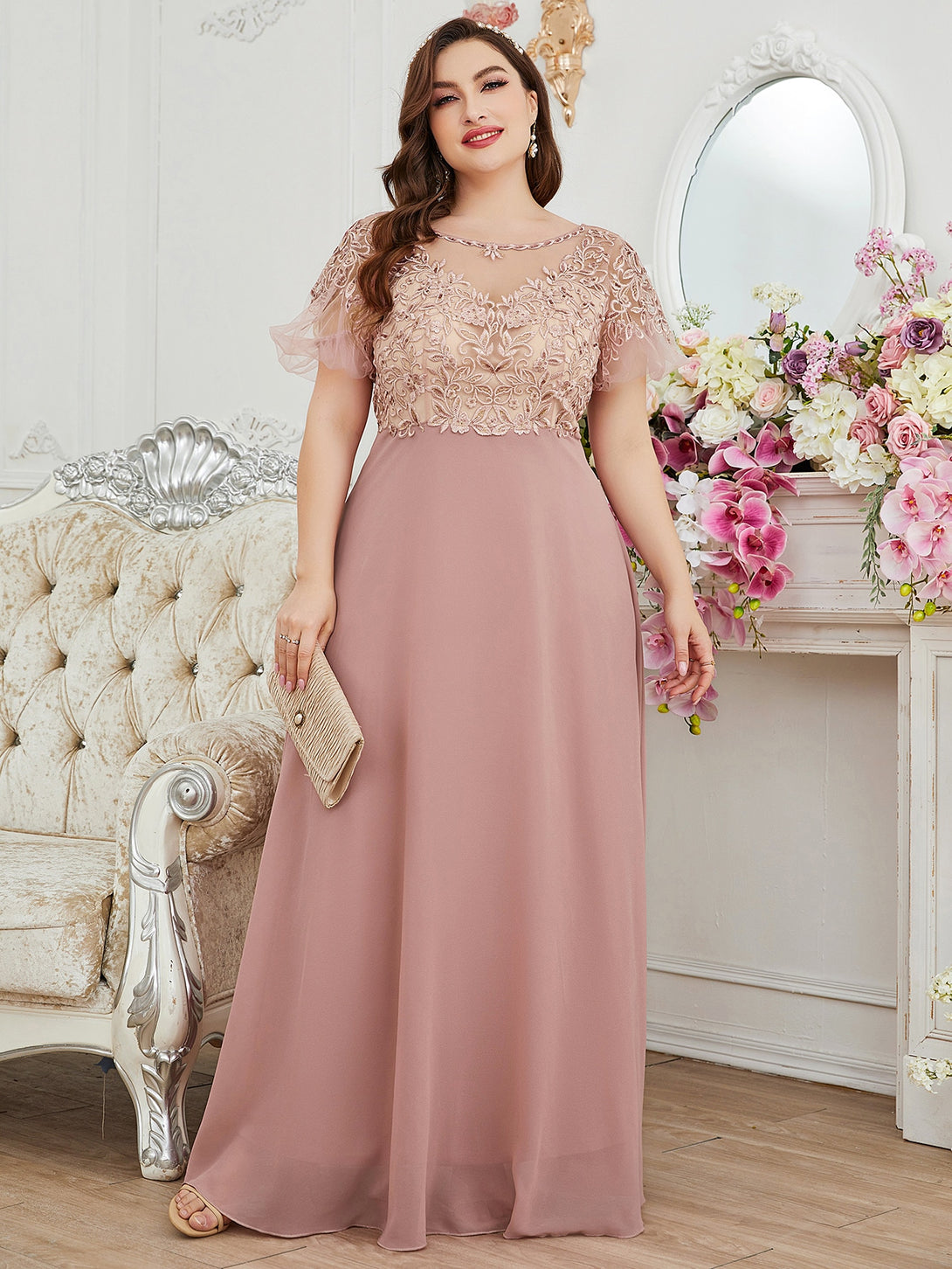 Ropa de Mujer, Bodas & Eventos, Boda Mujer Plus, Vestidos para la Madre de la Novia en Tallas Grandes, Rosa