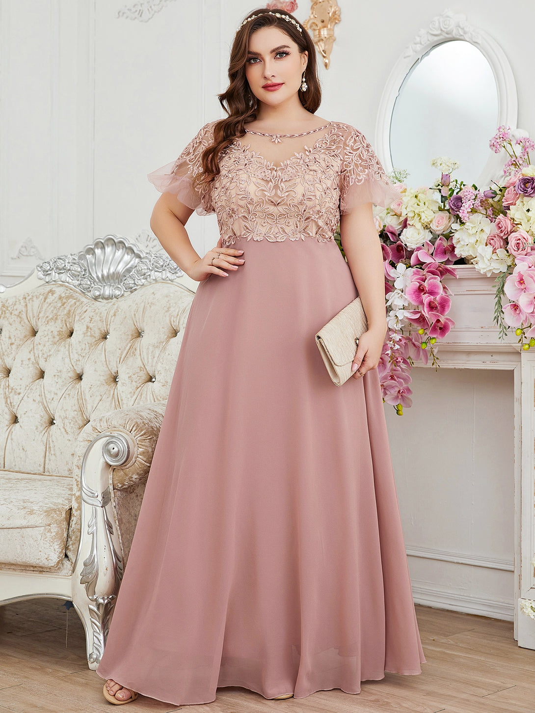 Ropa de Mujer, Bodas & Eventos, Boda Mujer Plus, Vestidos para la Madre de la Novia en Tallas Grandes, Rosa