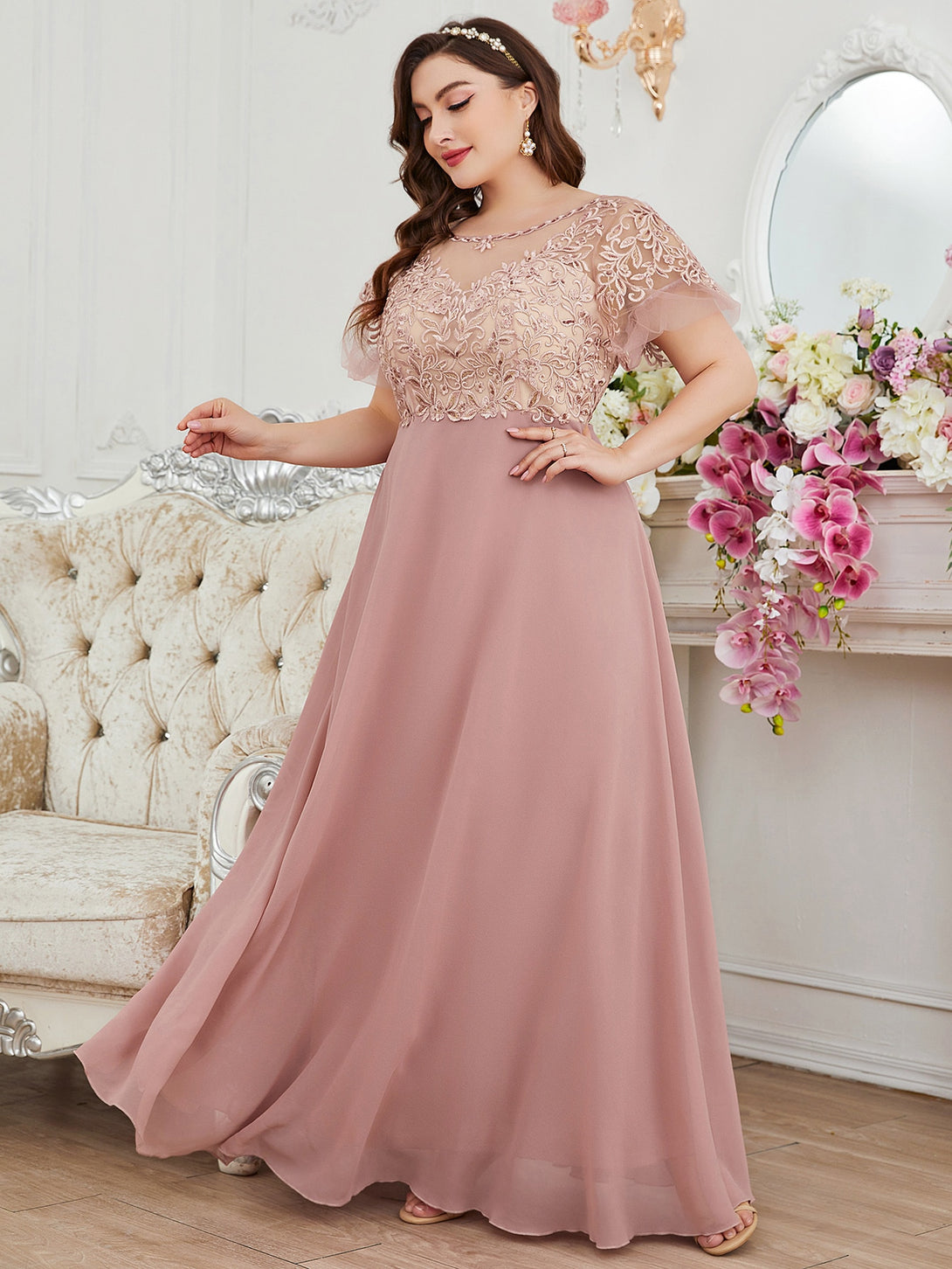 Ropa de Mujer, Bodas & Eventos, Boda Mujer Plus, Vestidos para la Madre de la Novia en Tallas Grandes, Rosa