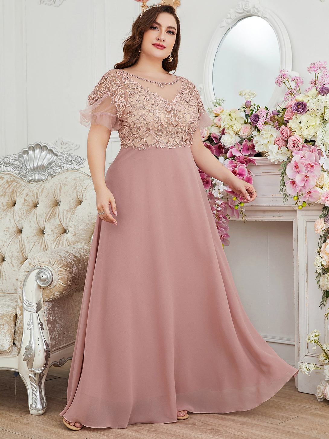 Ropa de Mujer, Bodas & Eventos, Boda Mujer Plus, Vestidos para la Madre de la Novia en Tallas Grandes, Rosa