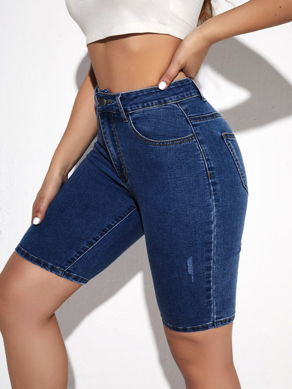 Ropa de Mujer, Mezclilla para mujer, Pantalones cortos de mezclilla para mujer, Colección de trajes de mujer, 10093592, Azul lavado oscuro