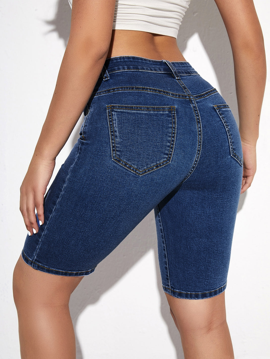 Ropa de Mujer, Mezclilla para mujer, Pantalones cortos de mezclilla para mujer, Colección de trajes de mujer, 10093592, Azul lavado oscuro
