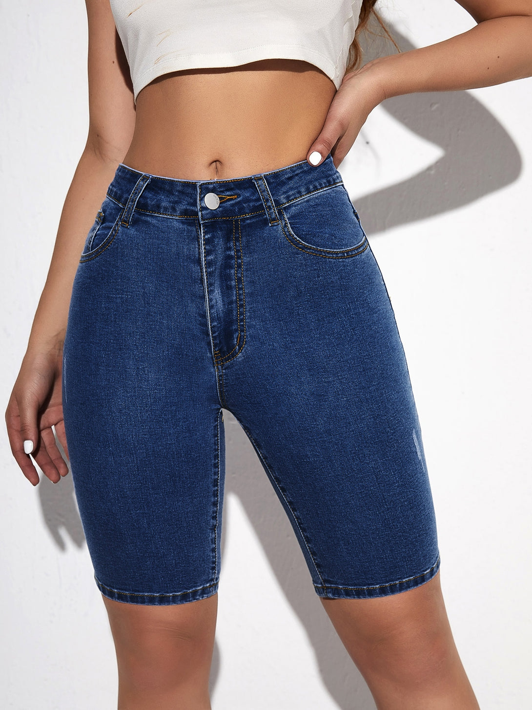 Ropa de Mujer, Mezclilla para mujer, Pantalones cortos de mezclilla para mujer, Colección de trajes de mujer, 10093592, Azul lavado oscuro