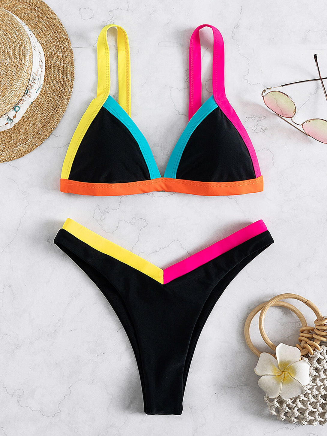 Ropa de Mujer, Ropa de Mujer, Ropa de Playa para Mujer, Sets de Bikini para Mujer, Colección de trajes de mujer, Negro