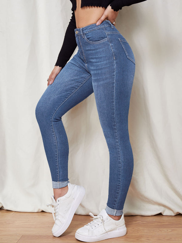 Ropa de Mujer, Ropa de Mujer, Mezclilla para mujer, Jeans para mujer, Colección de trajes de mujer, Azul lavado medio