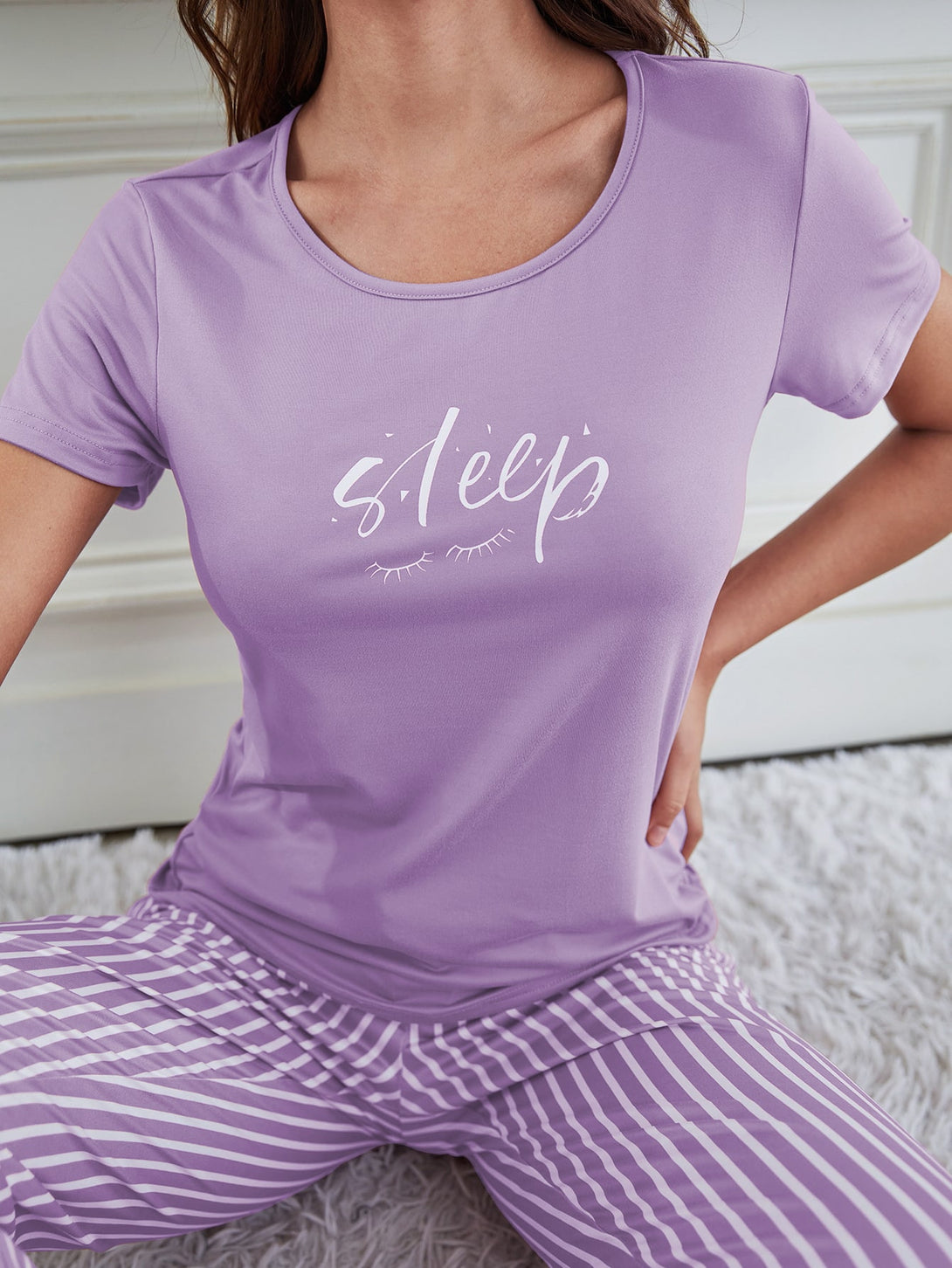 Ropa Interior y Ropa de Dormir, Pijama & Ropa de Descanso de Mujer, Ropa de Dormir para Mujeres, Sets de Pijamas de Mujer, Lila Púrpura