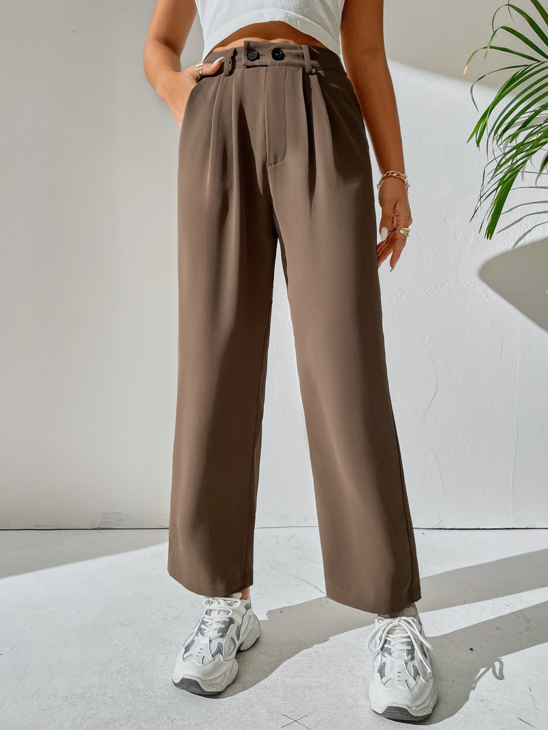 Ropa de Mujer, Ropa de Mujer, Bottoms de Mujer, Pantalones de Mujer, Colección de trajes de mujer, Café integral