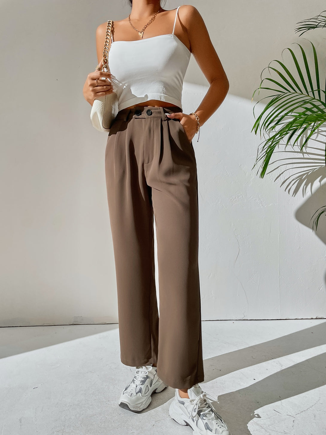 Ropa de Mujer, Ropa de Mujer, Bottoms de Mujer, Pantalones de Mujer, Colección de trajes de mujer, Café integral