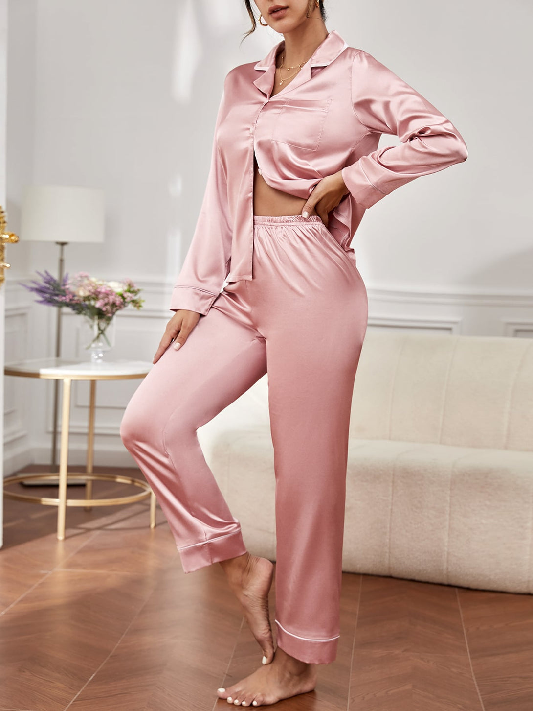 Ropa Interior y Ropa de Dormir, Pijama & Ropa de Descanso de Mujer, Ropa de Dormir para Mujeres, Sets de Pijamas de Mujer, 10687484, Rosa vieja