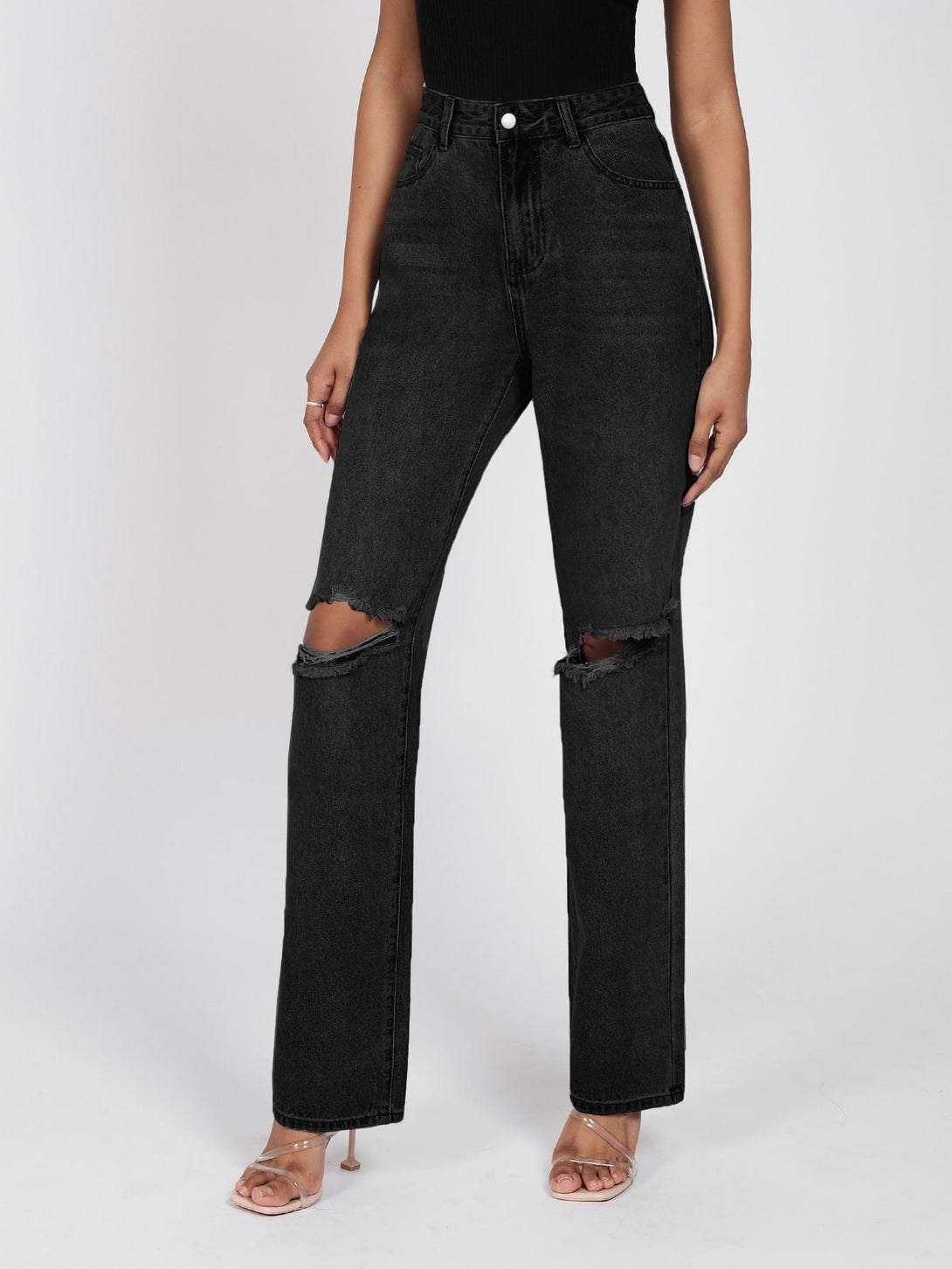 Ropa de Mujer, Ropa de Mujer, Mezclilla para mujer, Jeans para mujer, Negro