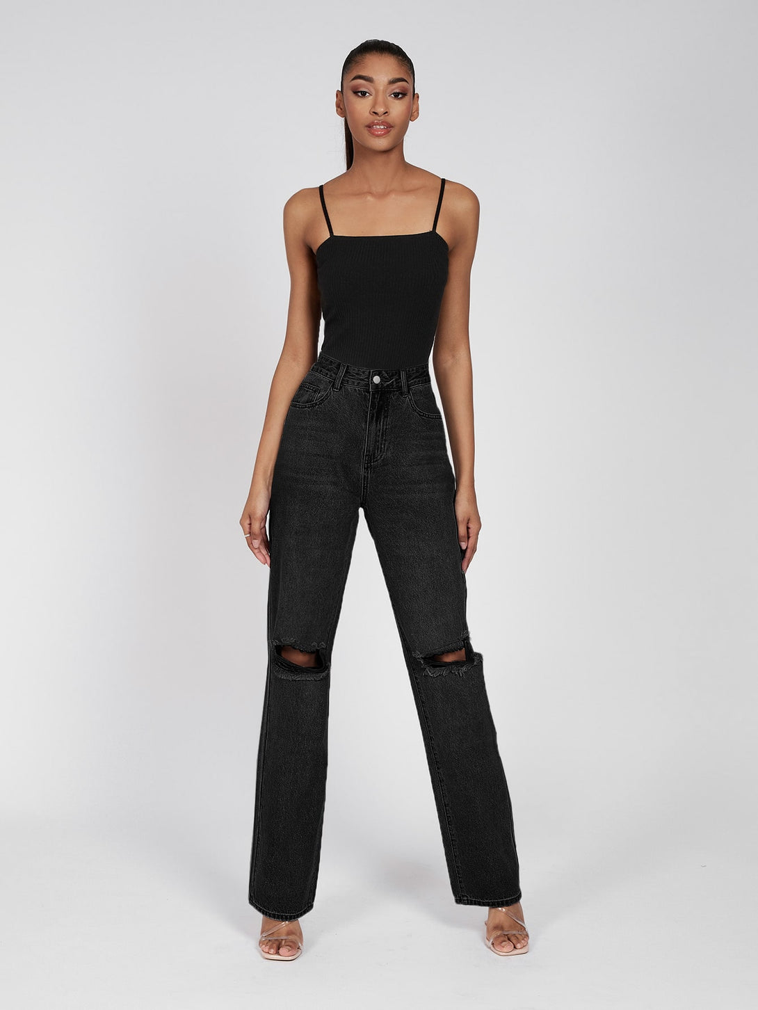 Ropa de Mujer, Ropa de Mujer, Mezclilla para mujer, Jeans para mujer, Negro