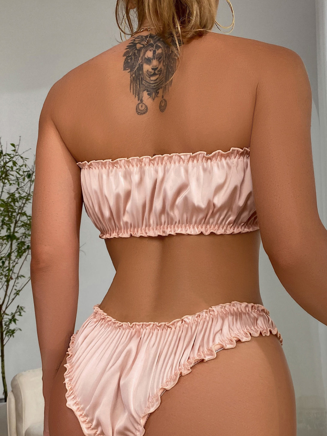 Ropa Interior y Ropa de Dormir, Sujetador de Mujer, Conjuntos de sujetador y braguita para mujer, 10964009, Rosa Pálido
