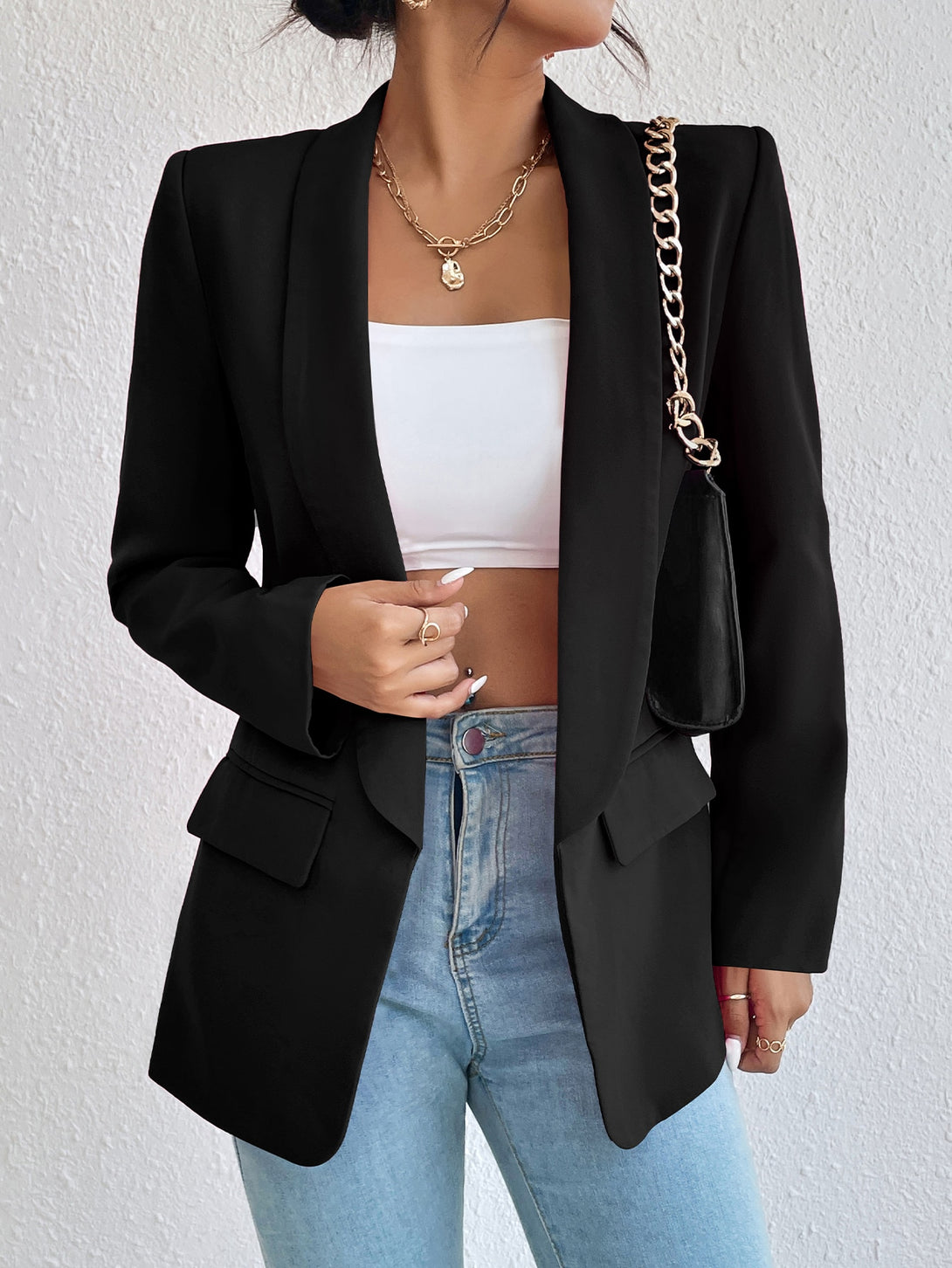 Ropa de Mujer, Trajes de Mujer, Blazers de Mujer, , 11089494, Negro