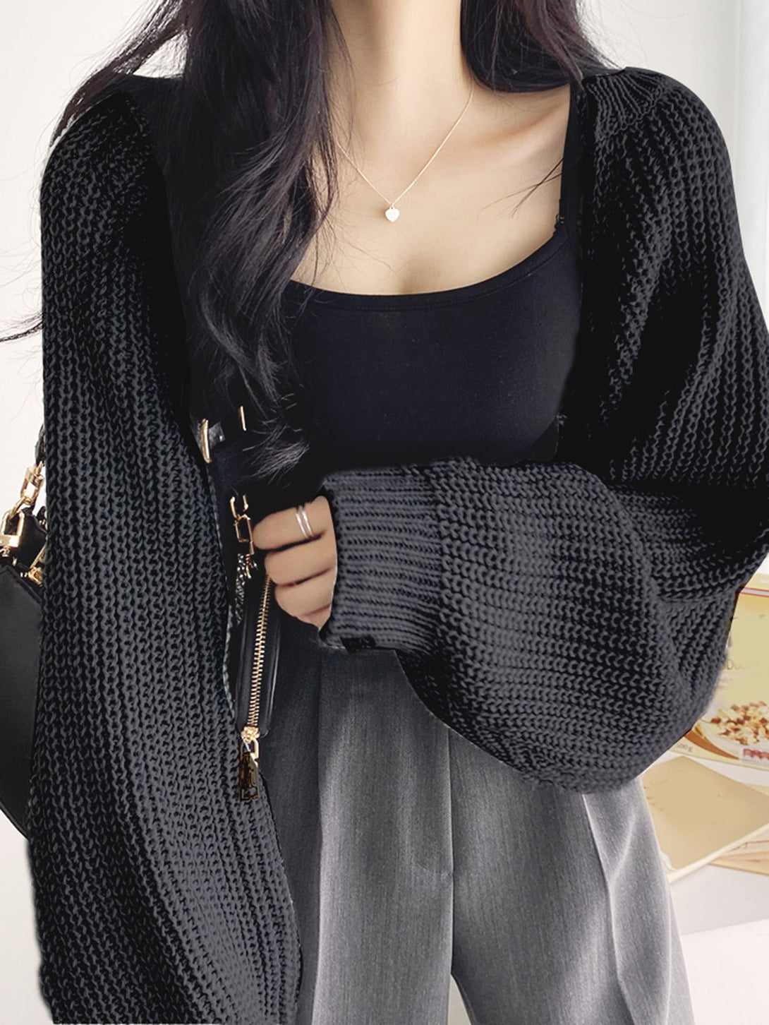 Ropa de Mujer, Tejido de Punto de Mujer, Cárdigans de Mujer, OUTFITS LOOKBOOK, 11253425, Negro