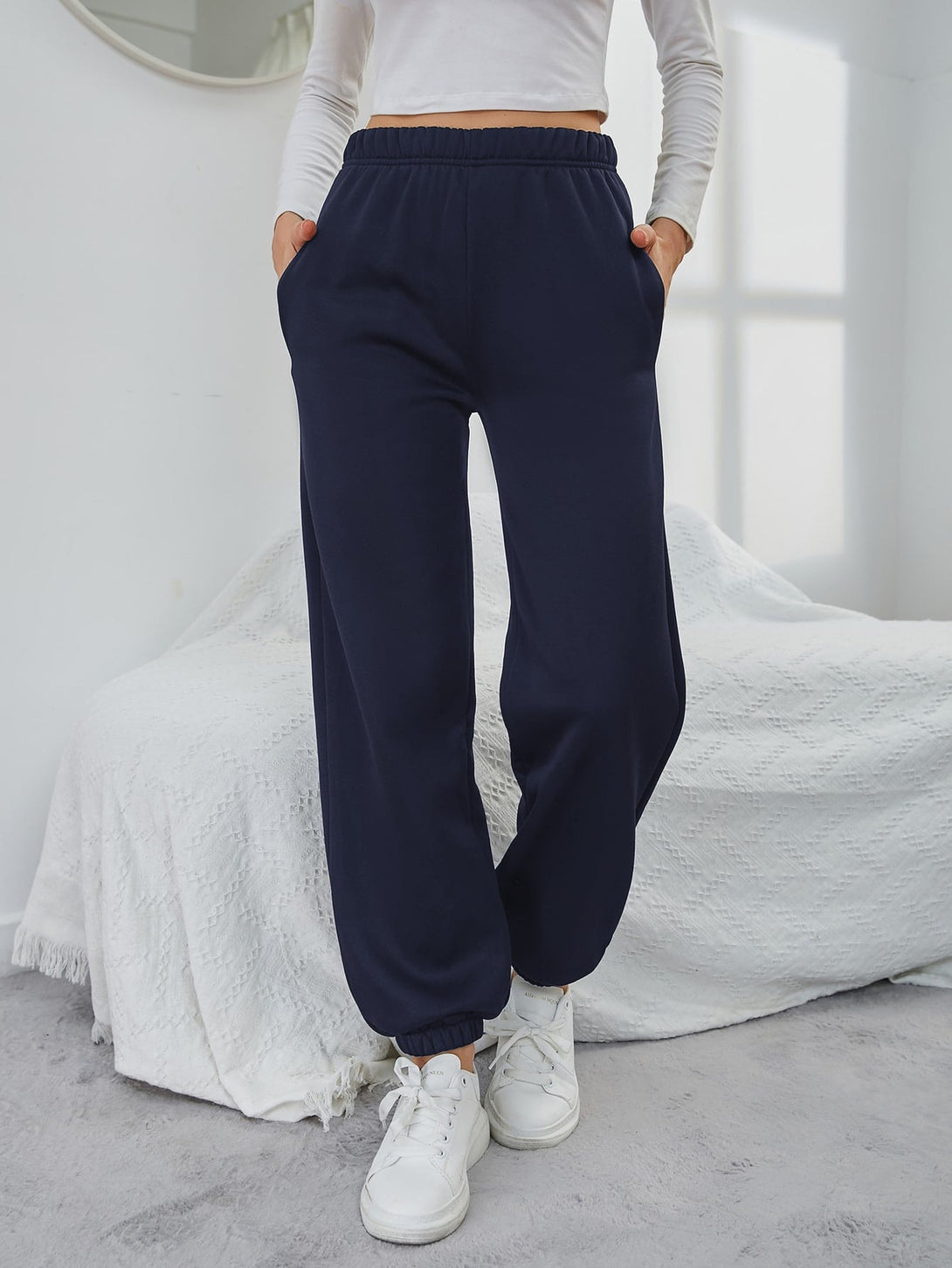 Ropa de Mujer, Ropa de Mujer, Bottoms de Mujer, Pantalones de Deporte para Mujer, Azul Marino