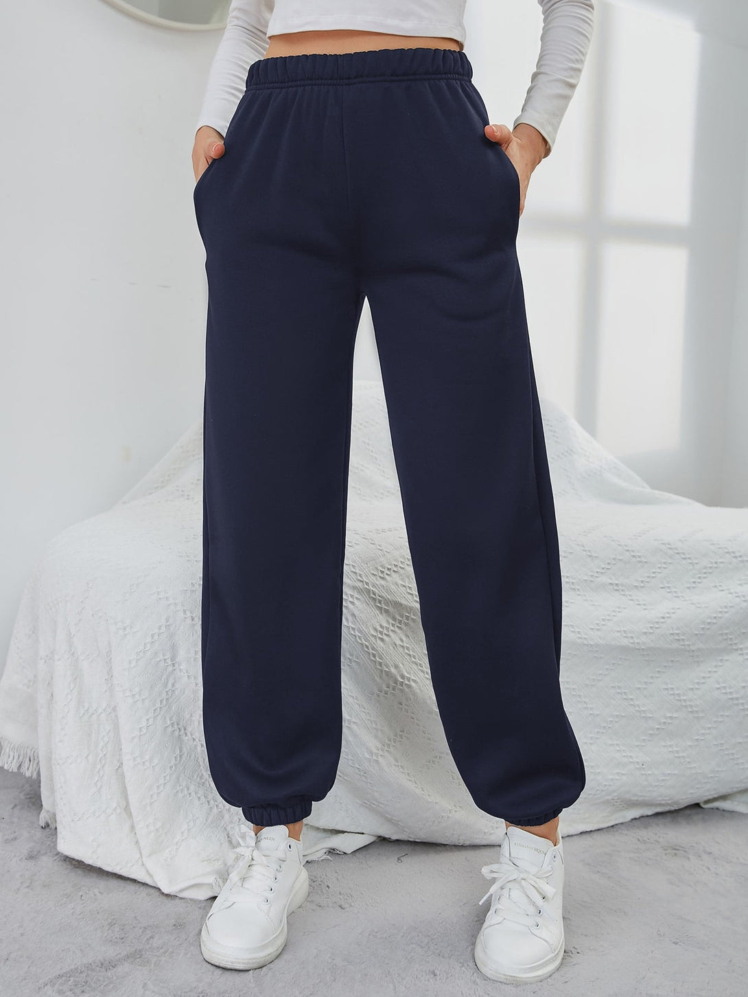 Ropa de Mujer, Ropa de Mujer, Bottoms de Mujer, Pantalones de Deporte para Mujer, Azul Marino