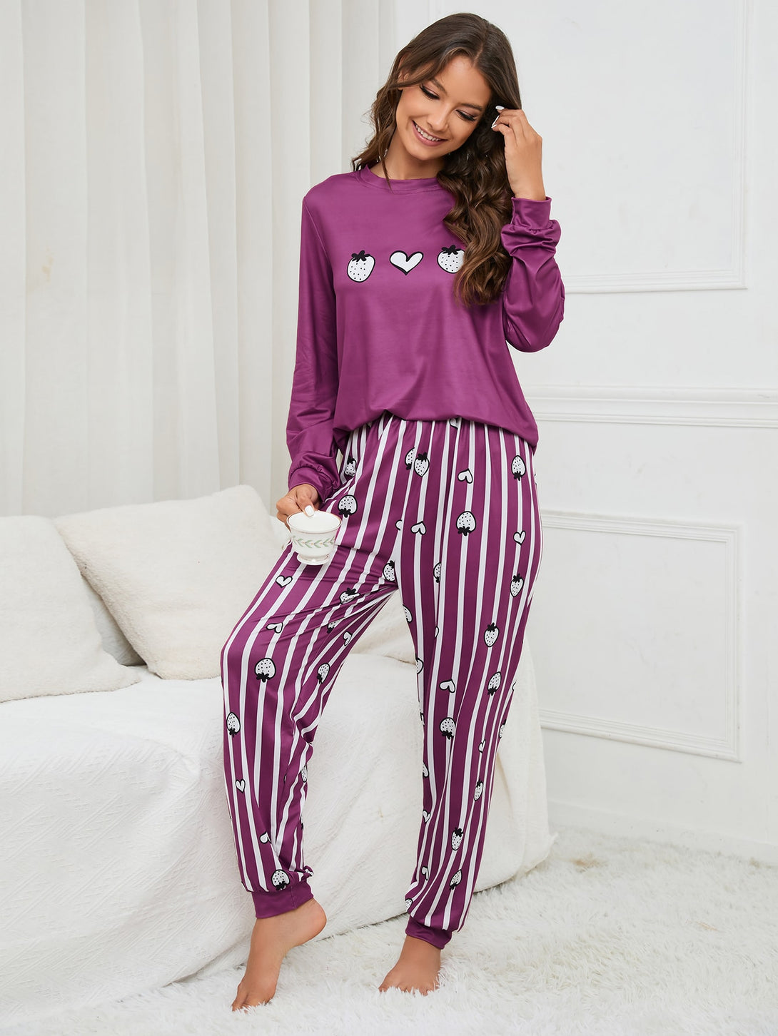 Ropa Interior y Ropa de Dormir, Pijama & Ropa de Descanso de Mujer, Ropa de Dormir para Mujeres, Sets de Pijamas de Mujer, 11959049, Morado