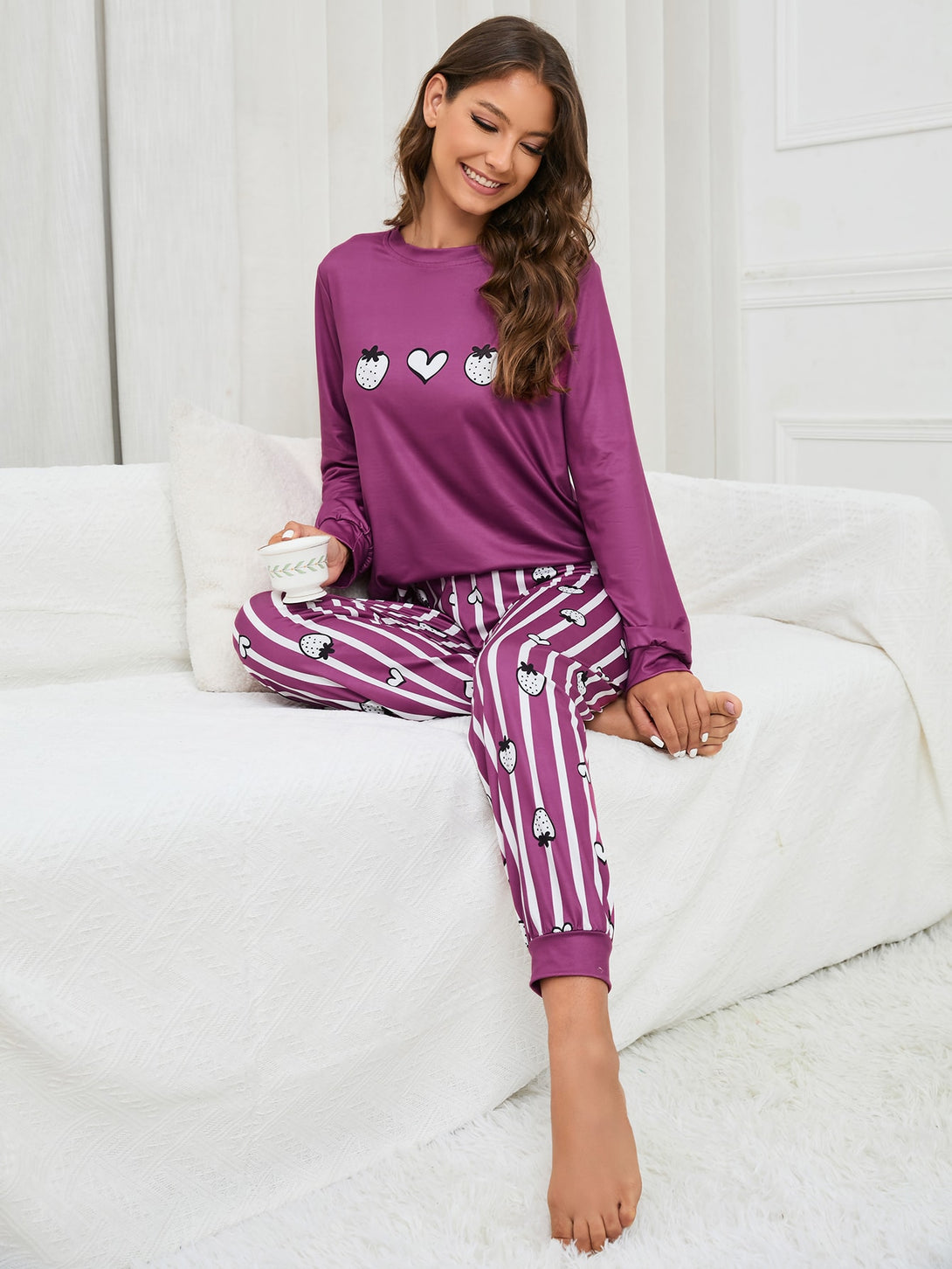 Ropa Interior y Ropa de Dormir, Pijama & Ropa de Descanso de Mujer, Ropa de Dormir para Mujeres, Sets de Pijamas de Mujer, 11959049, Morado