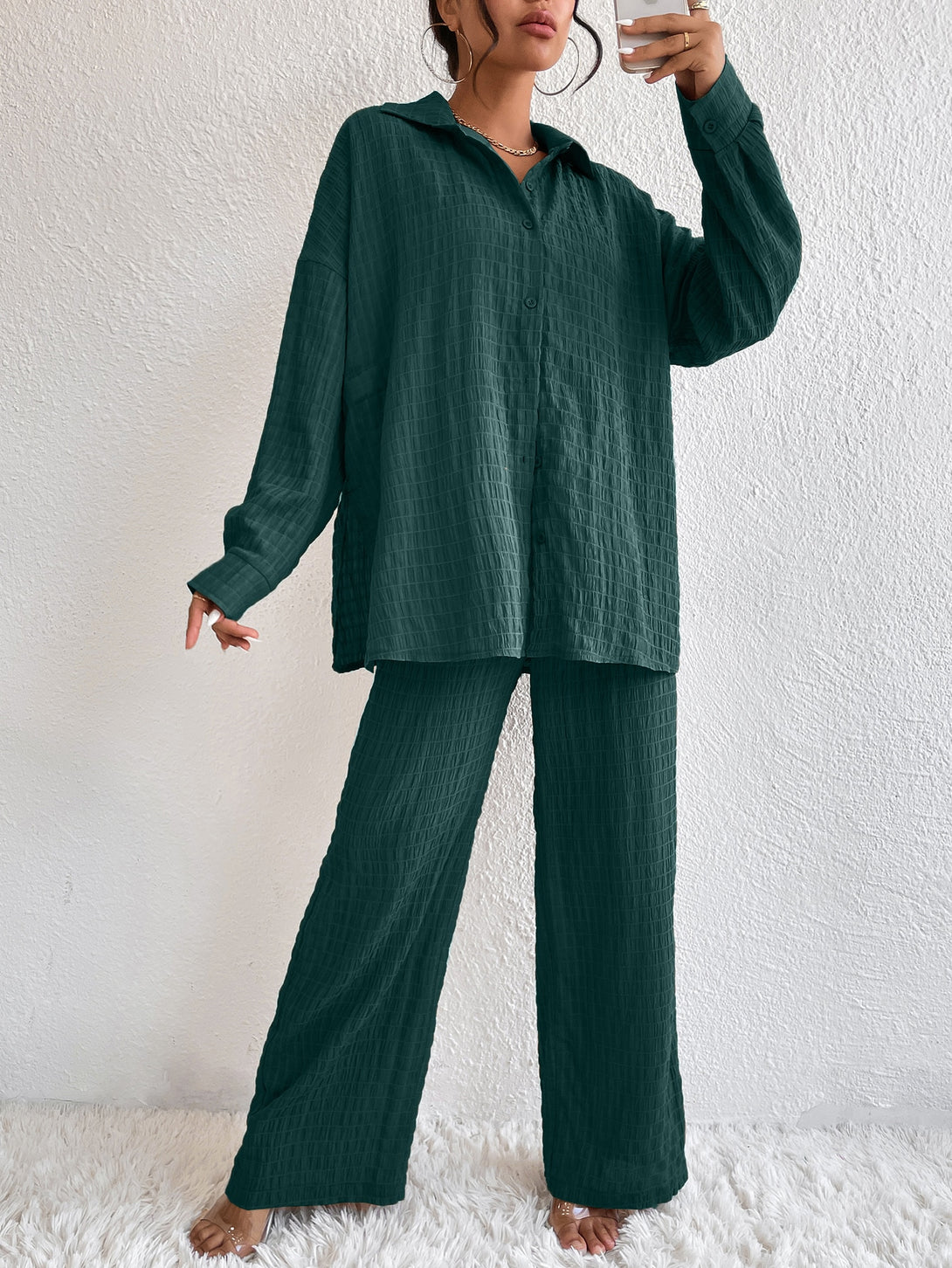 Ropa de Mujer, Ropa de Mujer, Conjunto para Mujer, Ropa Dos piezas para Mujer, Colección de trajes de mujer, Verde