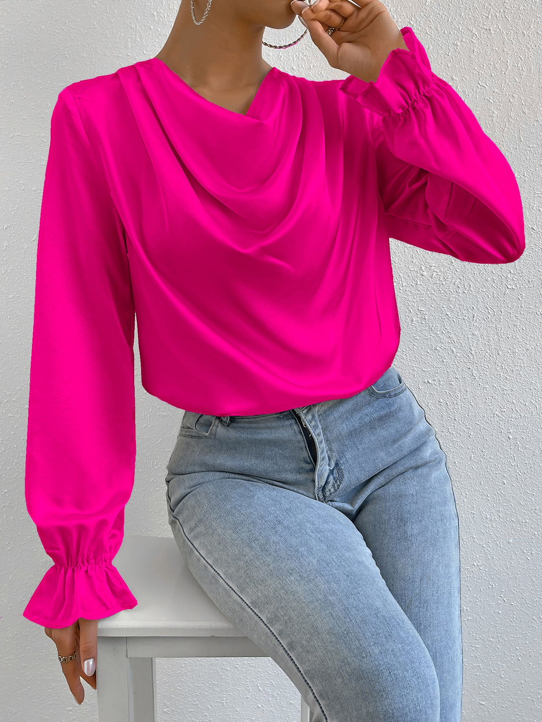 Ropa de Mujer, Ropa de Mujer, Tops & Blusas & Camisetas de Mujer, Blusas de Mujer, Colección de trajes de mujer, Rosa Fucsia