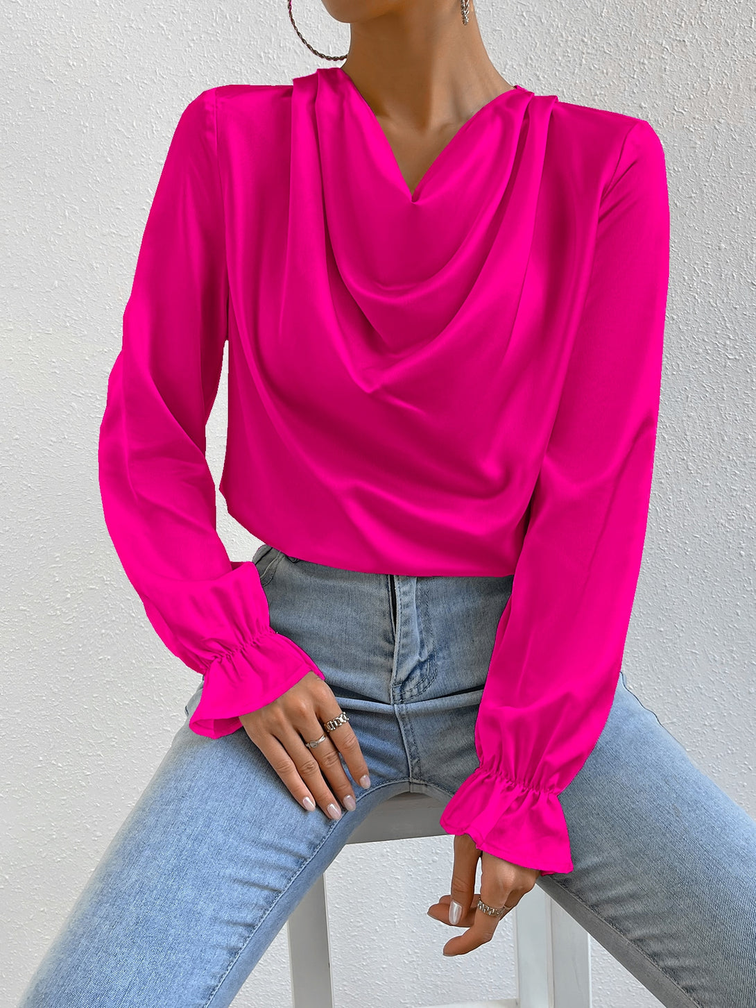 Ropa de Mujer, Ropa de Mujer, Tops & Blusas & Camisetas de Mujer, Blusas de Mujer, Colección de trajes de mujer, Rosa Fucsia