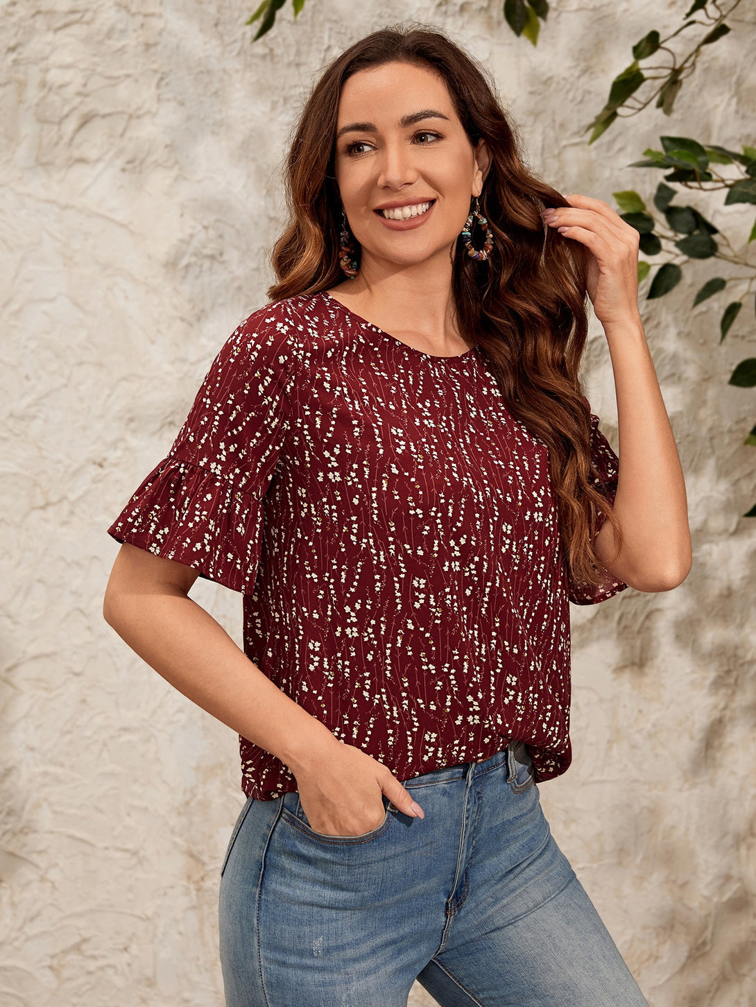 Ropa de Mujer, Ropa de Mujer, Tops & Blusas & Camisetas de Mujer, Blusas de Mujer, Burdeos