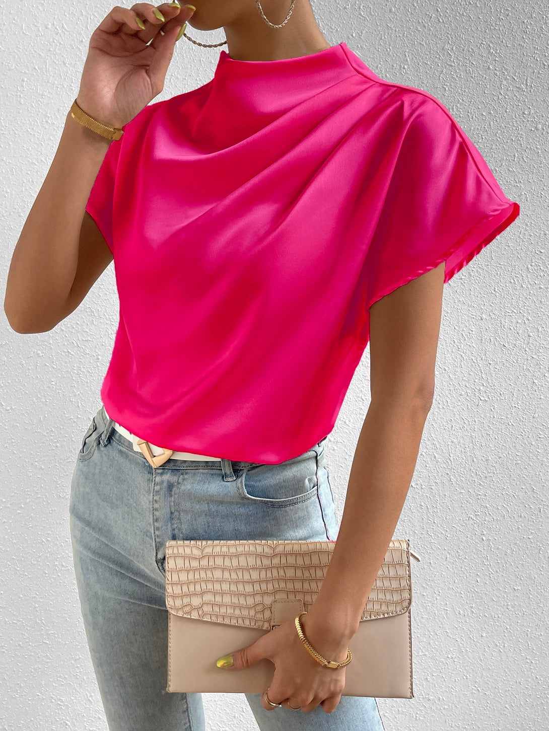 Ropa de Mujer, Ropa de Mujer, Tops & Blusas & Camisetas de Mujer, Blusas de Mujer, Colección de trajes de mujer, Rosa Fucsia