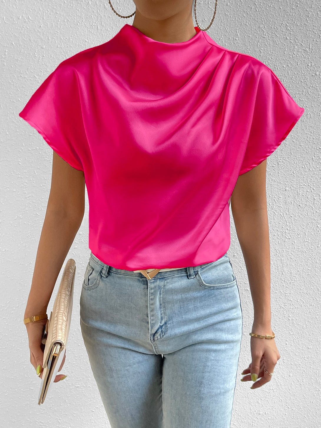 Ropa de Mujer, Ropa de Mujer, Tops & Blusas & Camisetas de Mujer, Blusas de Mujer, Colección de trajes de mujer, Rosa Fucsia