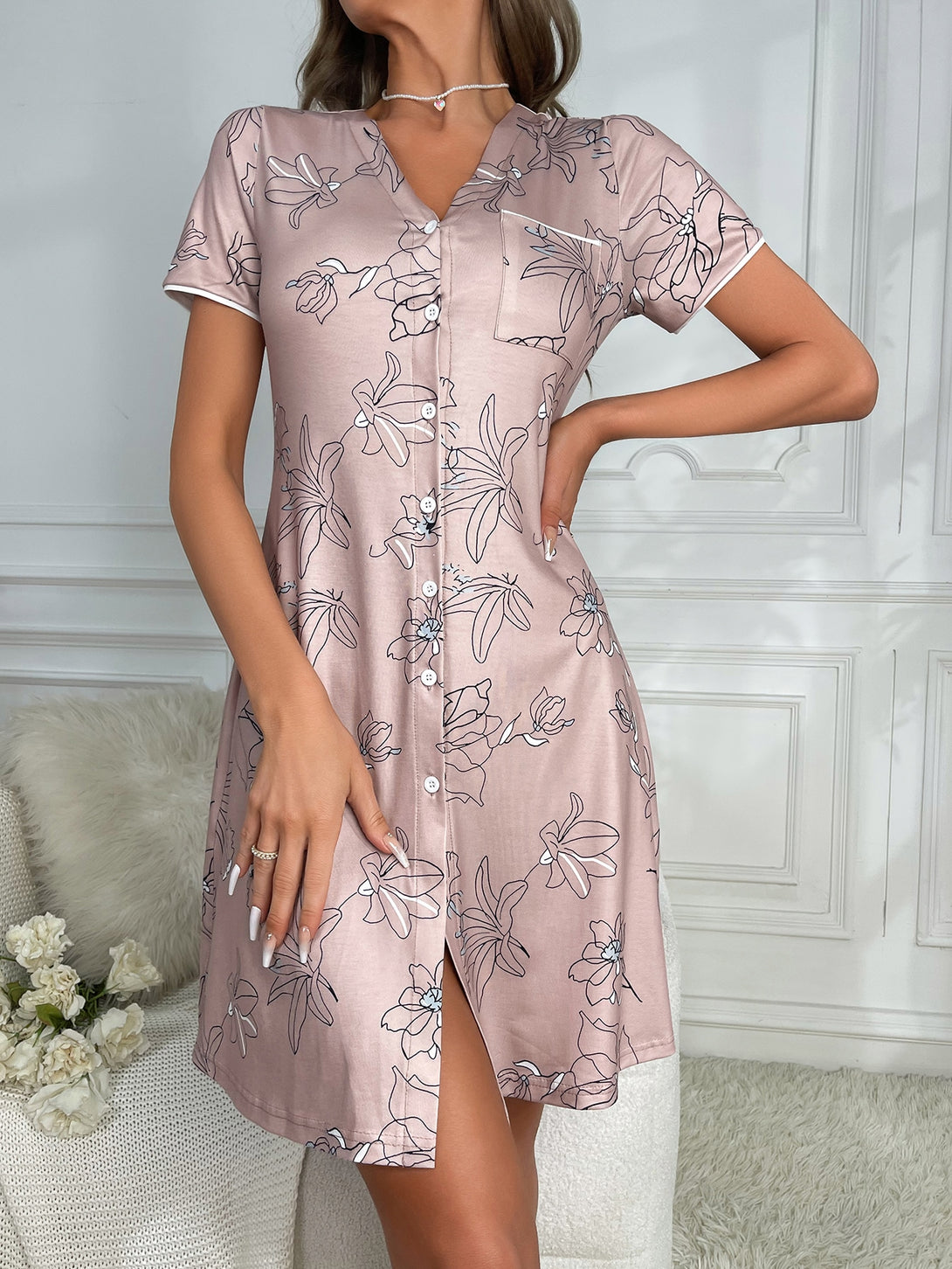 Ropa Interior y Ropa de Dormir, Pijama & Ropa de Descanso de Mujer, Ropa de Dormir para Mujeres, Mujeres camisones y vestido de dormir, Rosa vieja