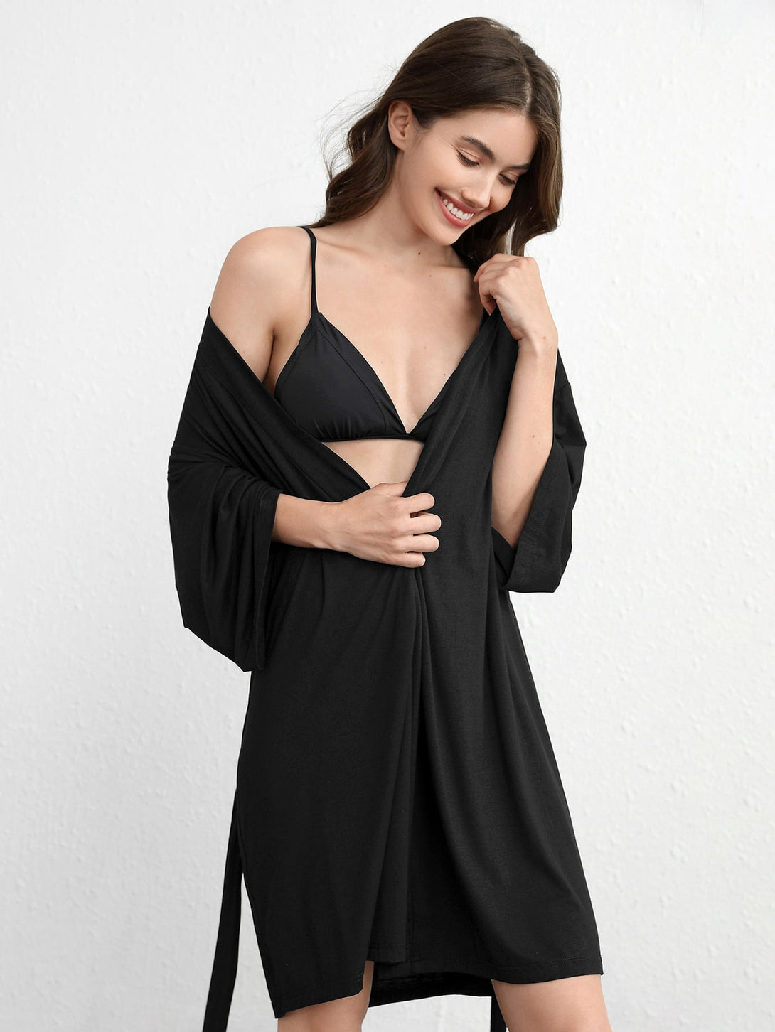 Ropa Interior y Ropa de Dormir, Pijama & Ropa de Descanso de Mujer, Ropa de Dormir para Mujeres, Batas de Descanso para Mujeres, Negro