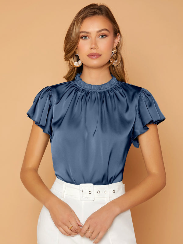 Ropa de Mujer, Ropa de Mujer, Tops & Blusas & Camisetas de Mujer, Blusas de Mujer, Colección de trajes de mujer, Neblina azul