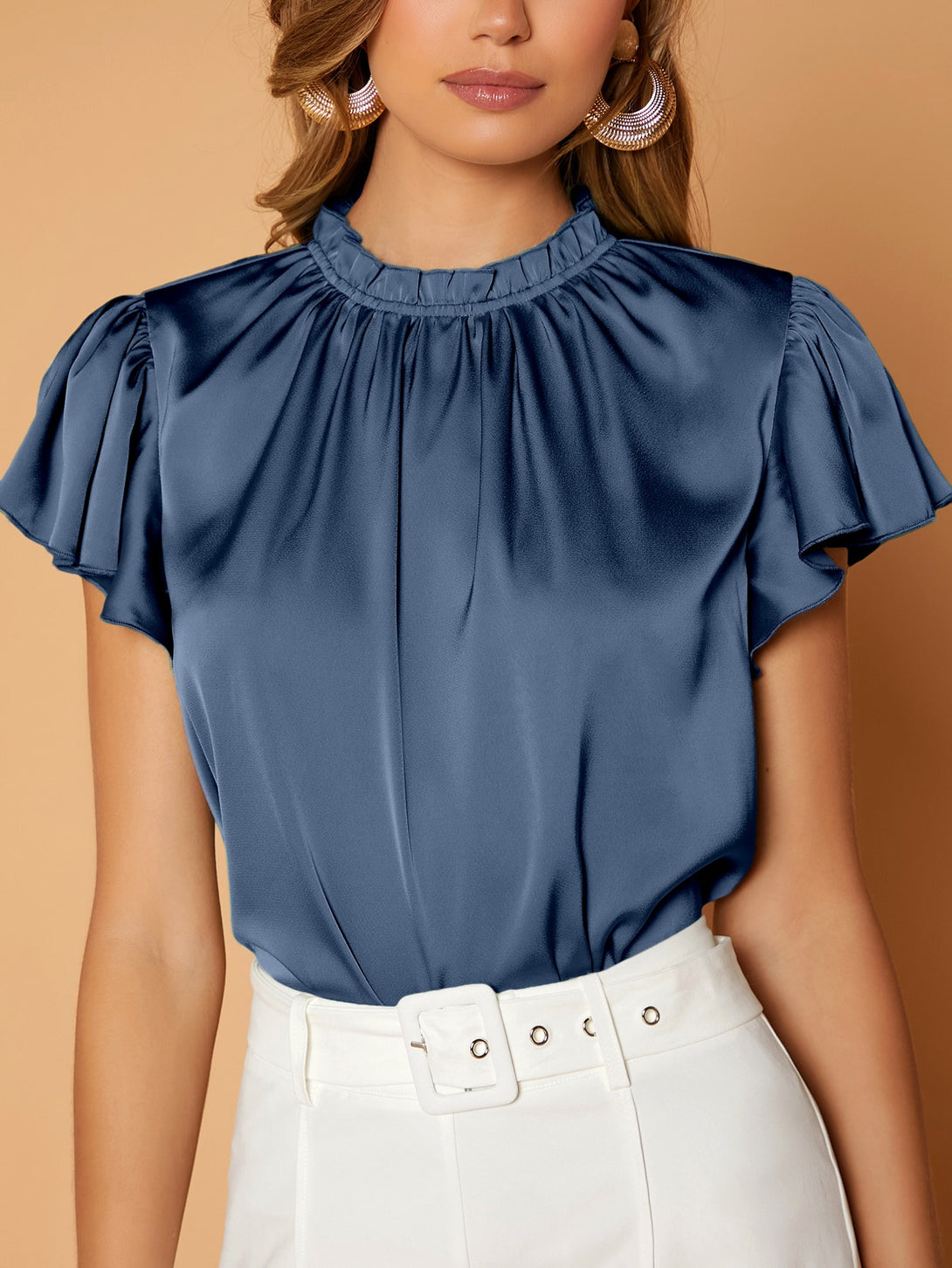 Ropa de Mujer, Ropa de Mujer, Tops & Blusas & Camisetas de Mujer, Blusas de Mujer, Colección de trajes de mujer, Neblina azul