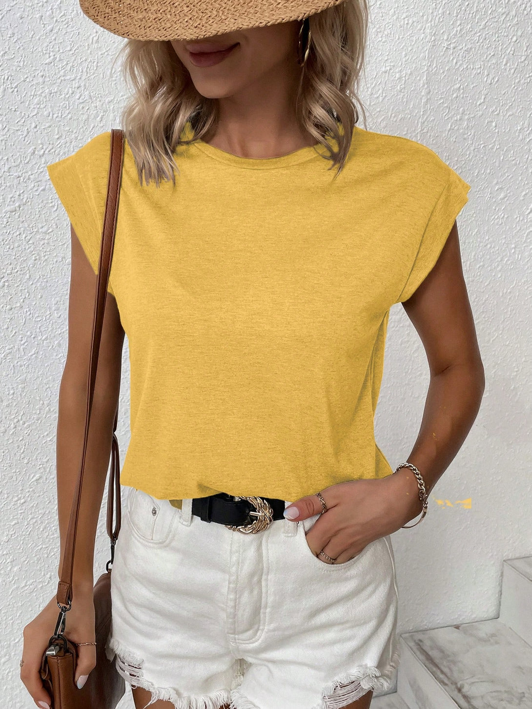 Ropa de Mujer, Ropa de Mujer, Tops & Blusas & Camisetas de Mujer, Camisetas de Mujer, Amarillo