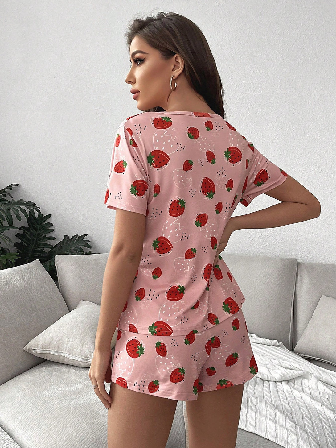 Ropa Interior y Ropa de Dormir, Pijama & Ropa de Descanso de Mujer, Ropa de Dormir para Mujeres, Sets de Pijamas de Mujer, Conjuntos a Juego, 14411817, Rosa coral