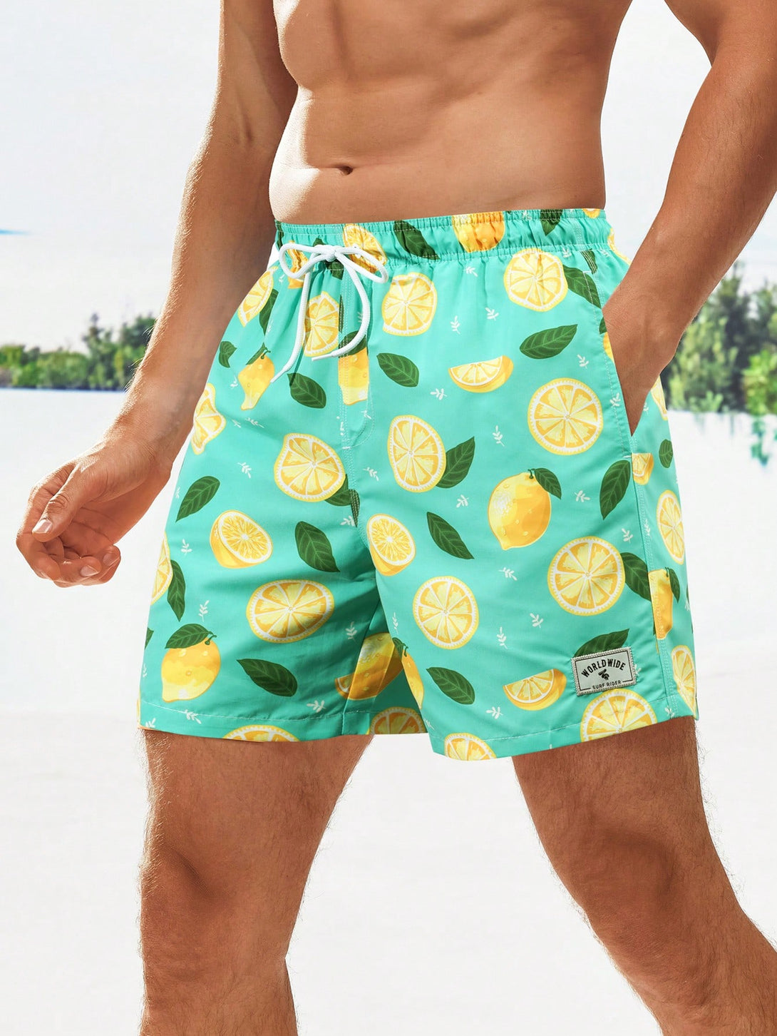 Hombres, Ropa de hombre, Bañador de hombres, Shorts de Playa para Hombre, 13420842, verde menta