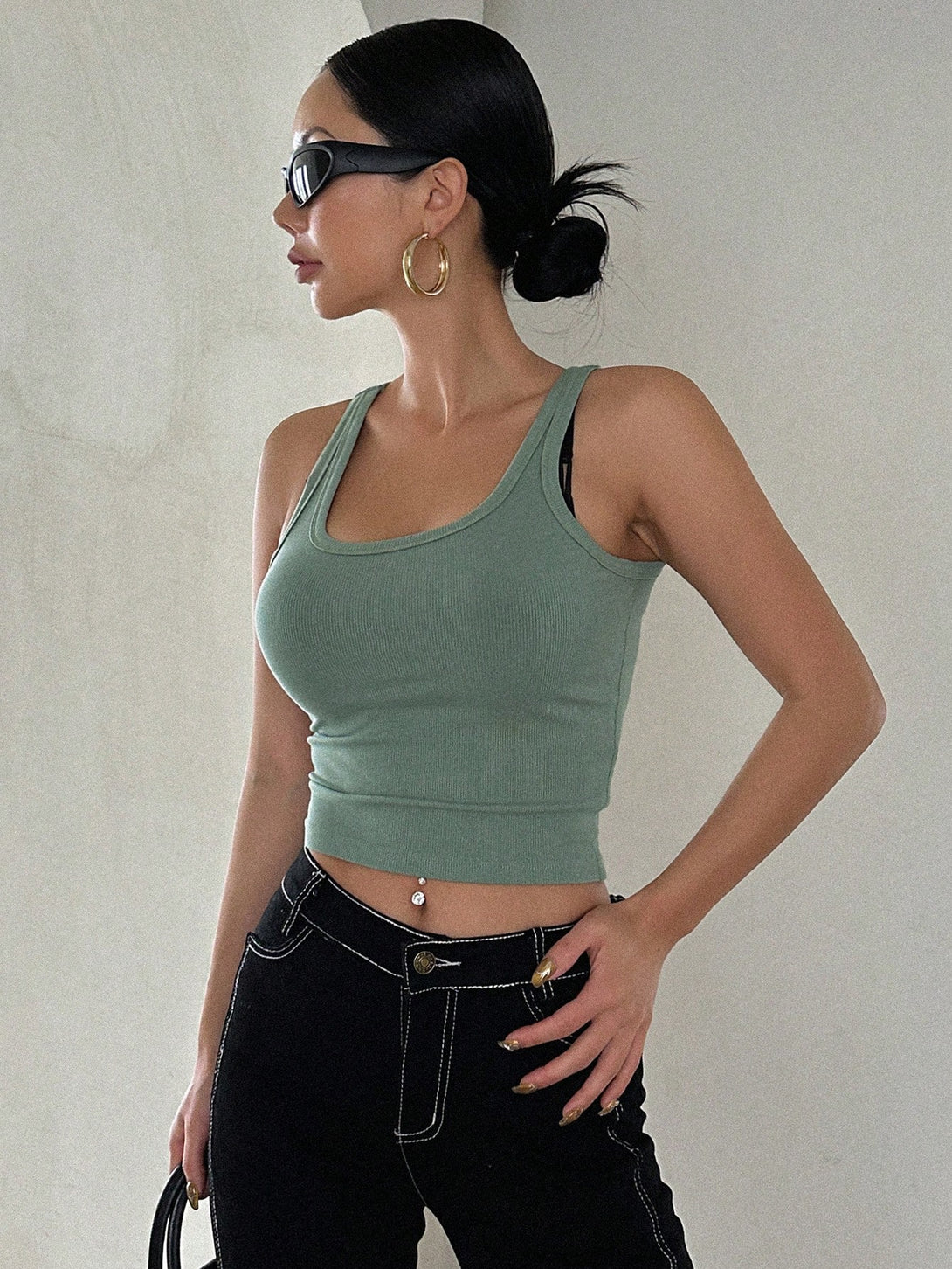 Ropa de Mujer, Ropa de Mujer, Tops & Blusas & Camisetas de Mujer, Camisetas & Tops de Tirantes de Mujer, Verde