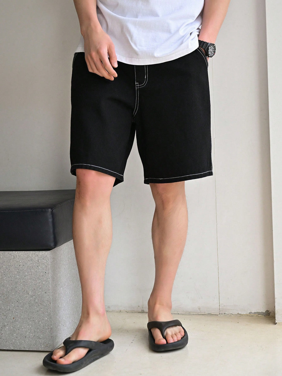 Hombres, Ropa de hombre, Mezclilla para hombre, Shorts mezclilla hombre, 16321396, Negro