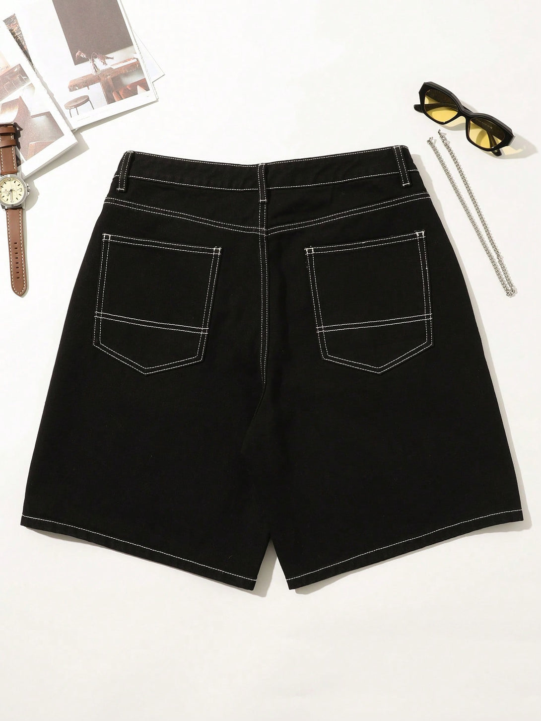 Hombres, Ropa de hombre, Mezclilla para hombre, Shorts mezclilla hombre, 16321396, Negro