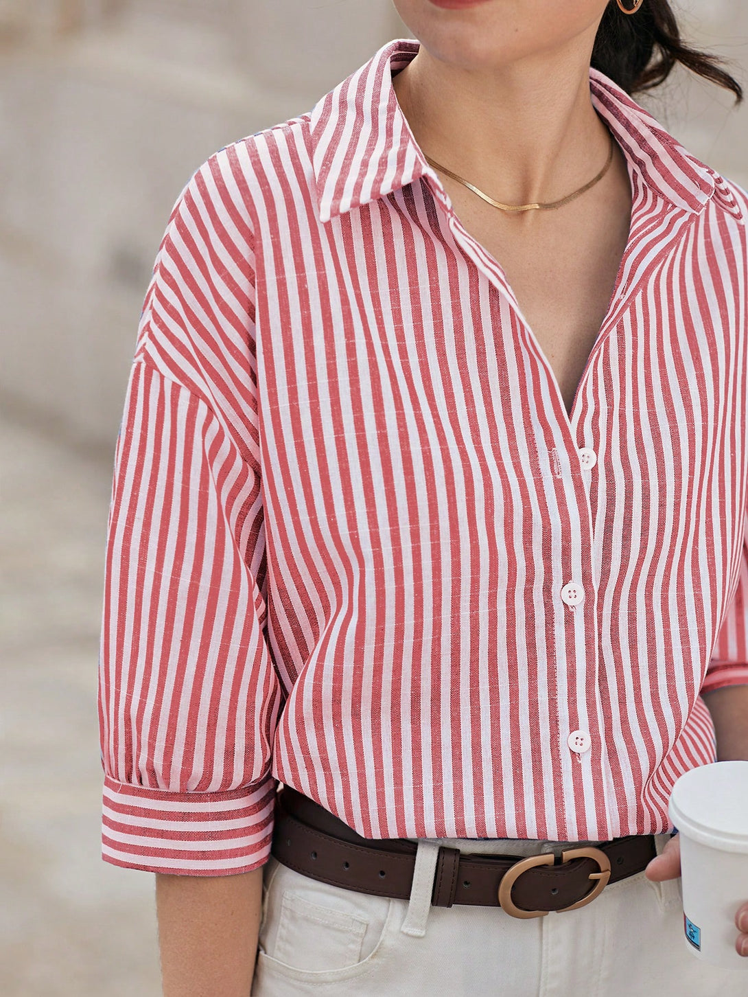 Ropa de Mujer, Ropa de Mujer, Tops & Blusas & Camisetas de Mujer, Blusas de Mujer, Colección de trajes de mujer, Rojo y blanco