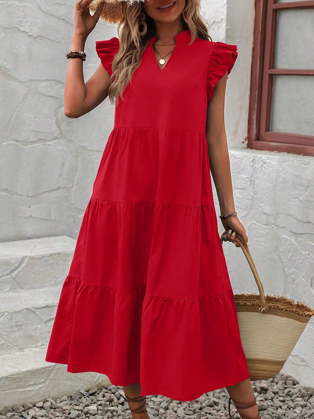 Ropa de Mujer, Ropa de Mujer, Vestidos de mujer, Vestidos midi para mujer, Rojo