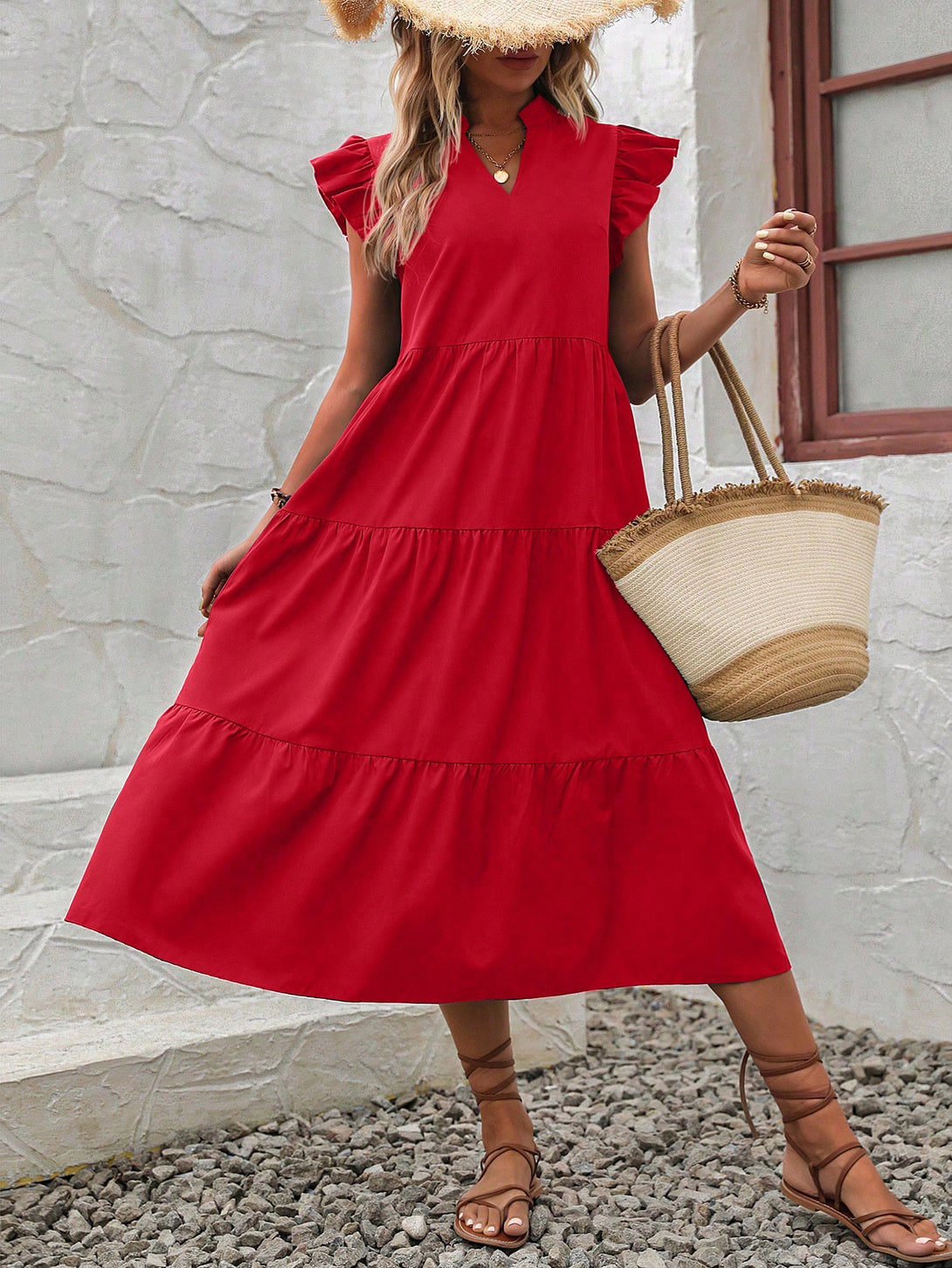 Ropa de Mujer, Ropa de Mujer, Vestidos de mujer, Vestidos midi para mujer, Rojo