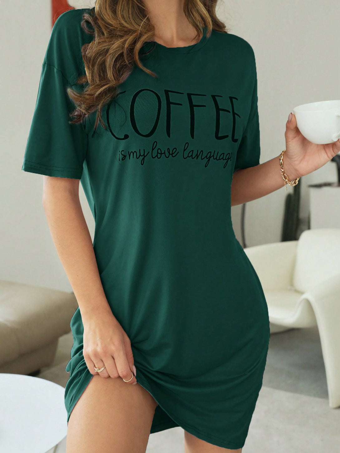 Ropa Interior y Ropa de Dormir, Pijama & Ropa de Descanso de Mujer, Ropa de Dormir para Mujeres, Mujeres camisones y vestido de dormir, Verde Oscuro