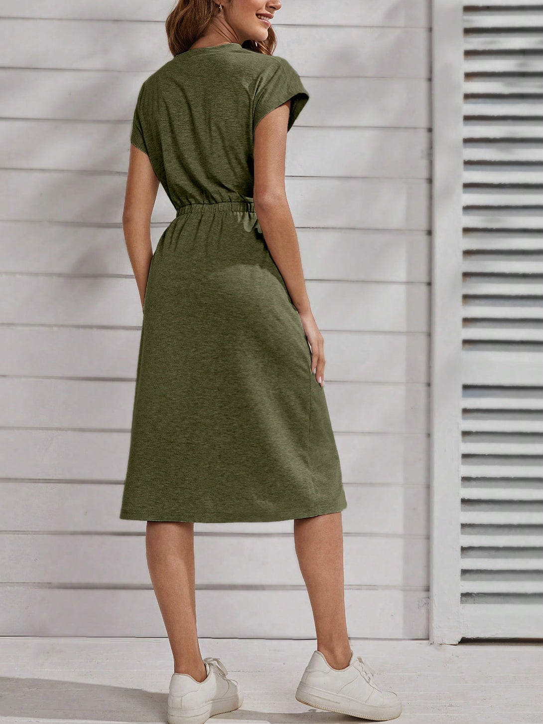 Ropa de Mujer, Ropa de Mujer, Vestidos de mujer, Vestidos midi para mujer, Verde militar